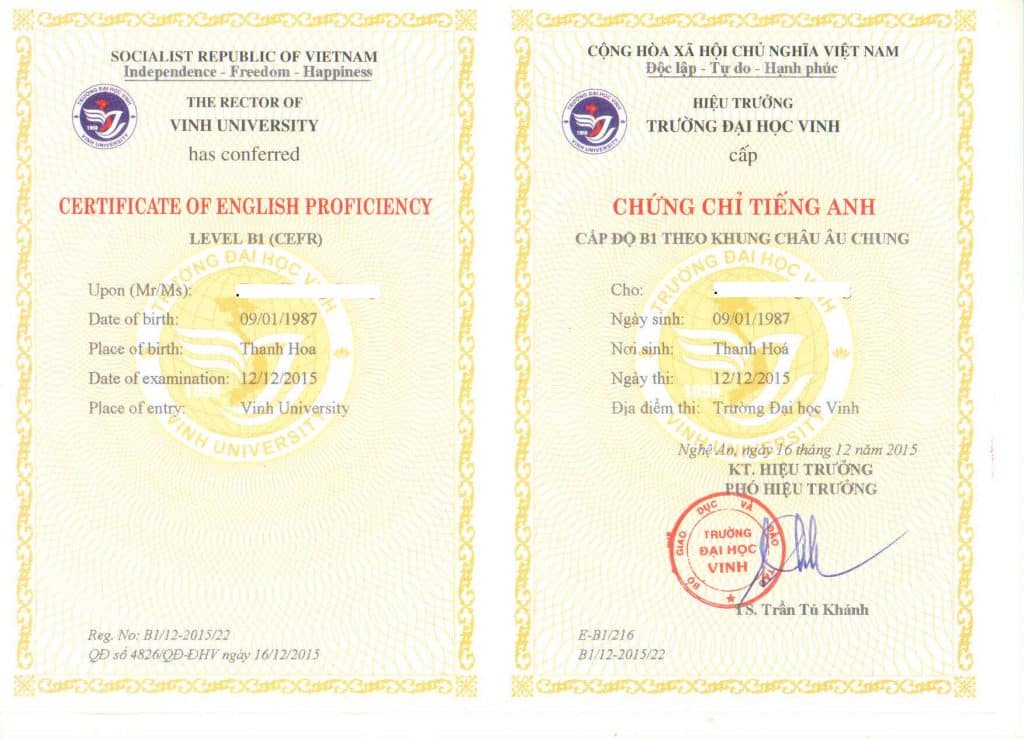 Dịch vụ làm bằng b1 tiếng anh uy tín