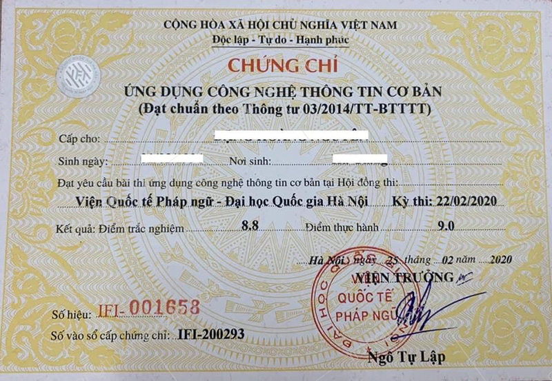 Chứng chỉ công nghệ thông tin